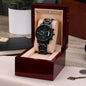 Scratch-resistant stainless steel chronograph watch with copper details