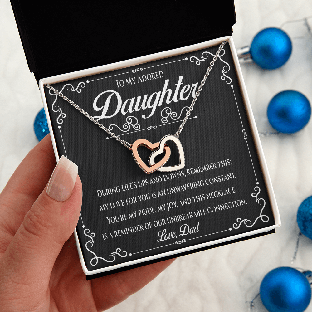 Dad to Adored Daughter: Interlocking Hearts.