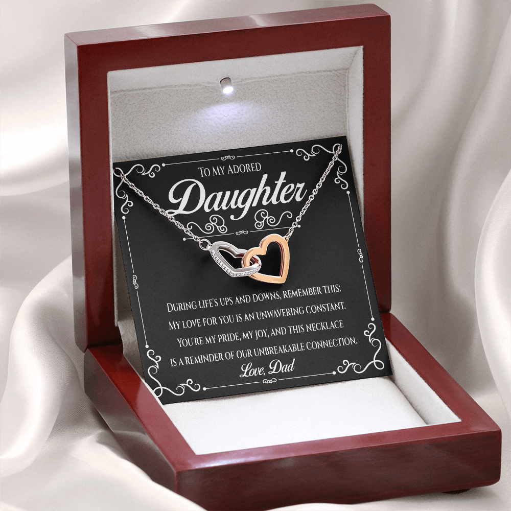 Dad to Adored Daughter: Interlocking Hearts.