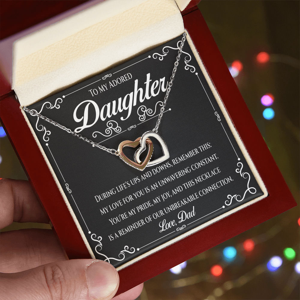 Dad to Adored Daughter: Interlocking Hearts.