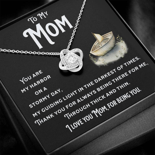 I Love You Mom. Love Knot Necklace