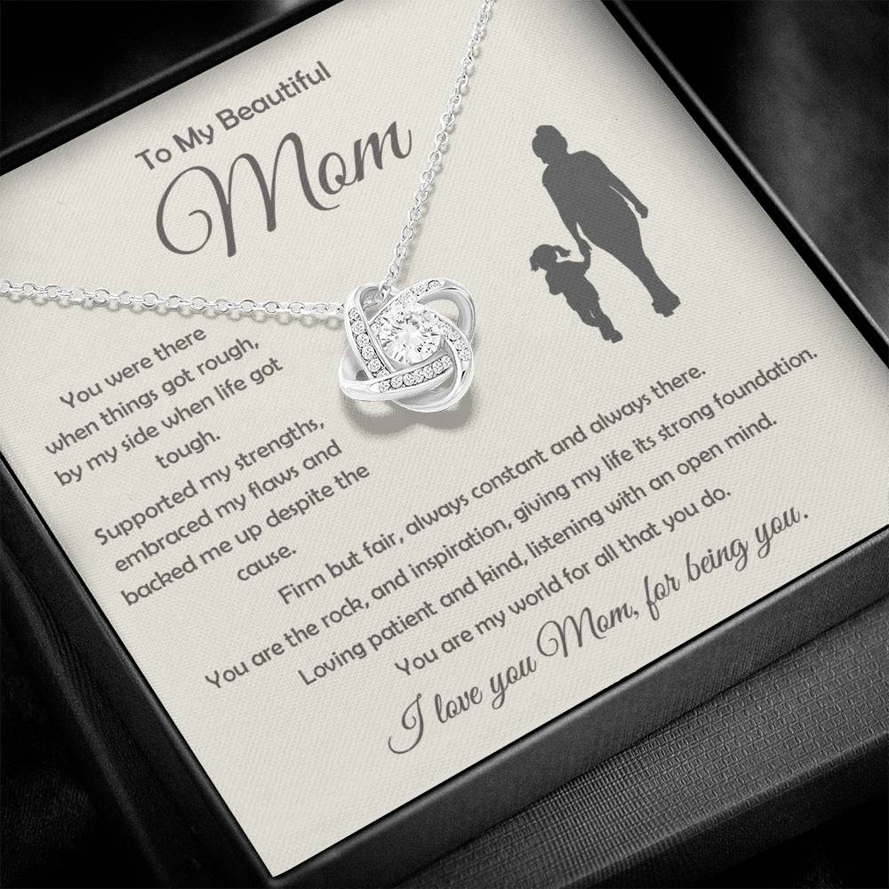 To My Beautiful Mom - I Love You. Love Knot Necklace