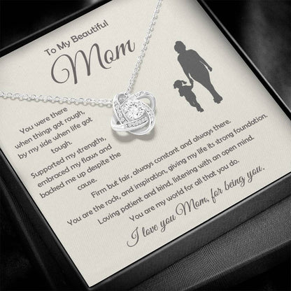 Close-up of Love Knot Necklace with Cubic Zirconia