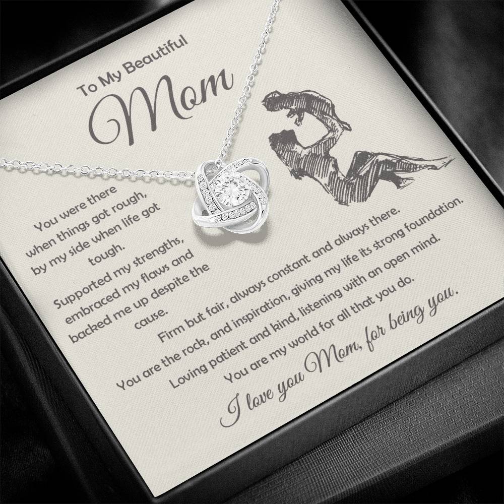 To My Beautiful Mom - I Love You. Love Knot Necklace