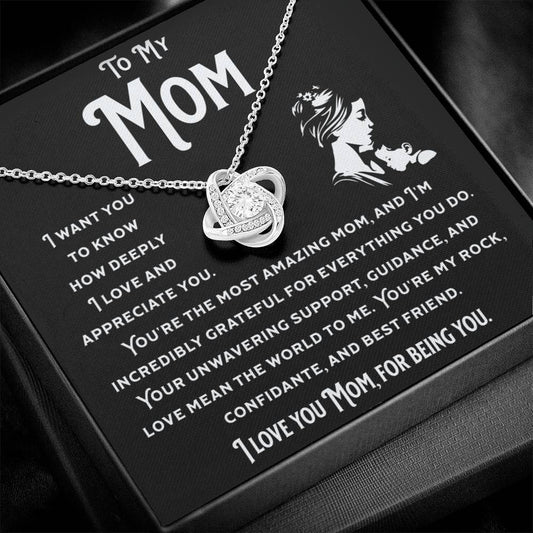 I Love You Mom. Love Knot Necklace