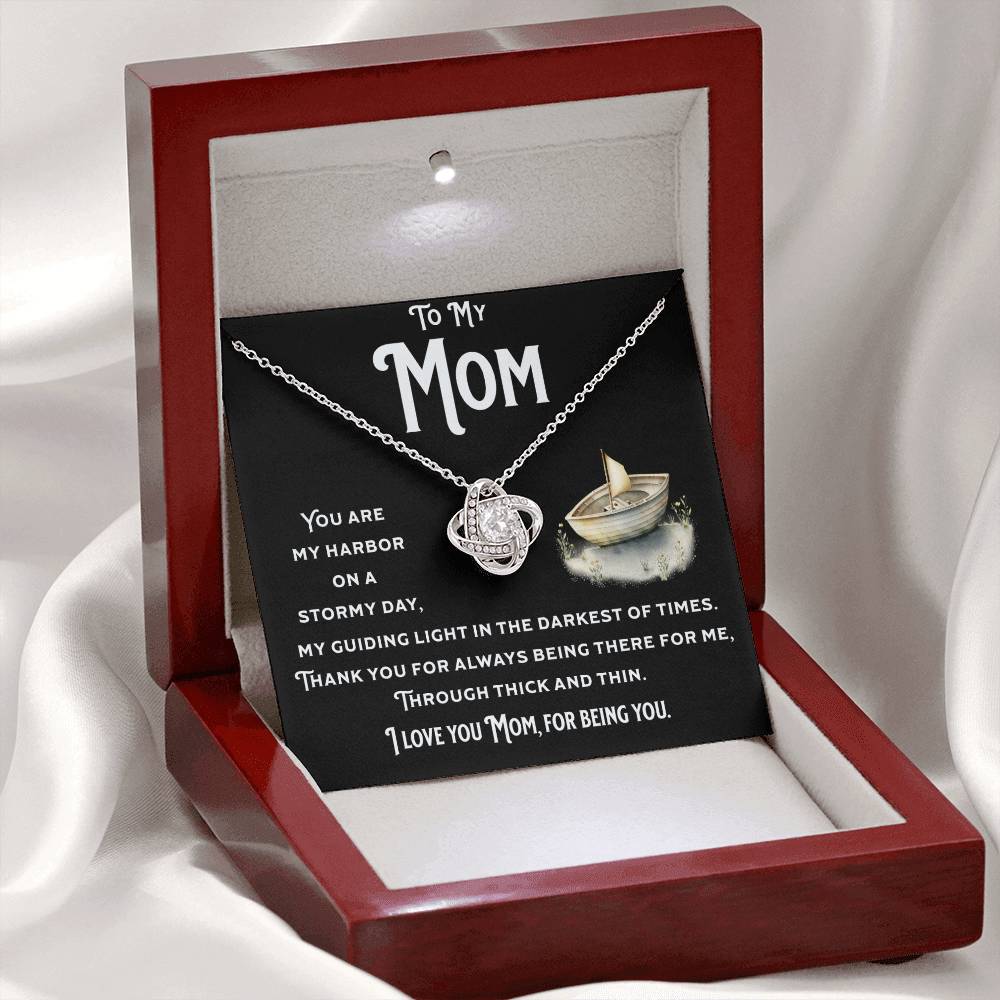 I Love You Mom. Love Knot Necklace