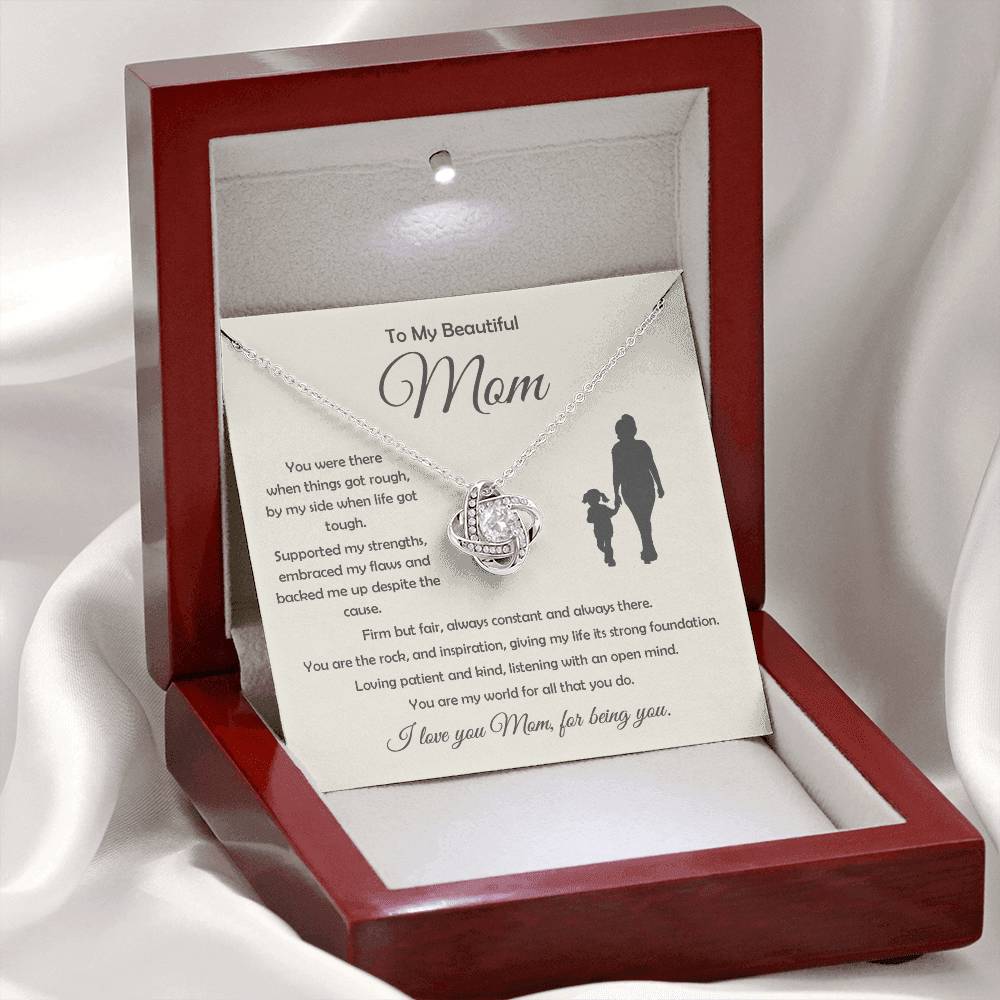 Mother's Day Special Love Knot Necklace with LED Spotlight Luxury Box