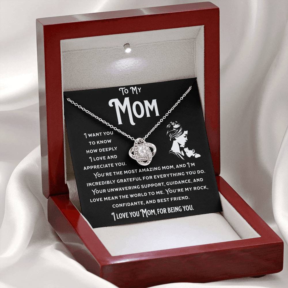 I Love You Mom. Love Knot Necklace