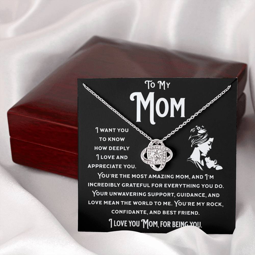 I Love You Mom. Love Knot Necklace