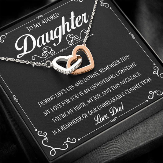 Dad to Adored Daughter: Interlocking Hearts.