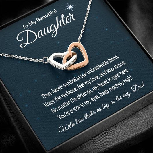 My Beautiful Daughter - Love, Dad Necklace with CZ stones.