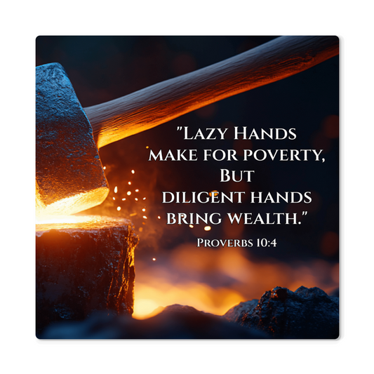 The Entrepreneur's Forge: Proverbs 10:4 Metal Wall Art