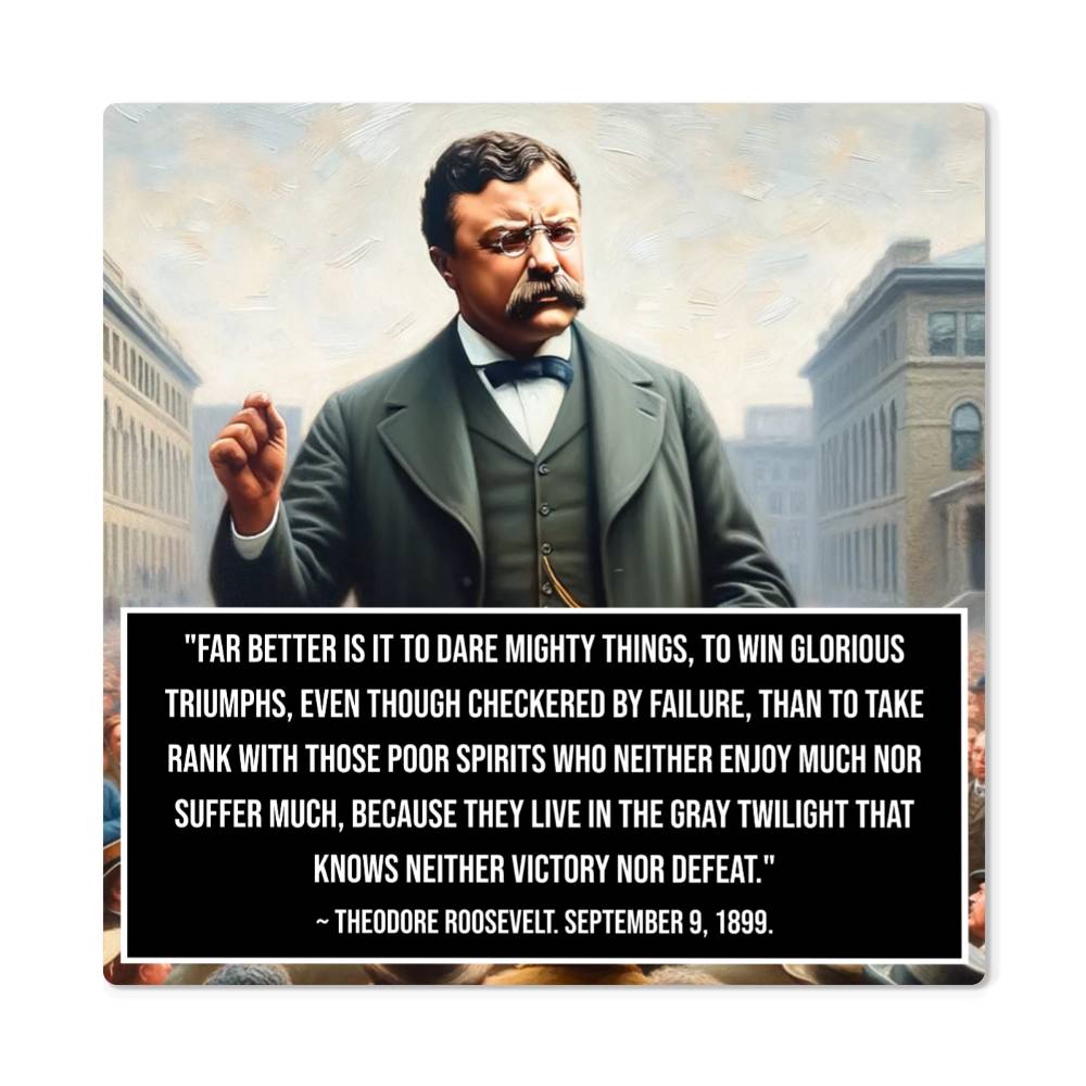 Limited edition Theodore Roosevelt metal art showcasing courage and leadership