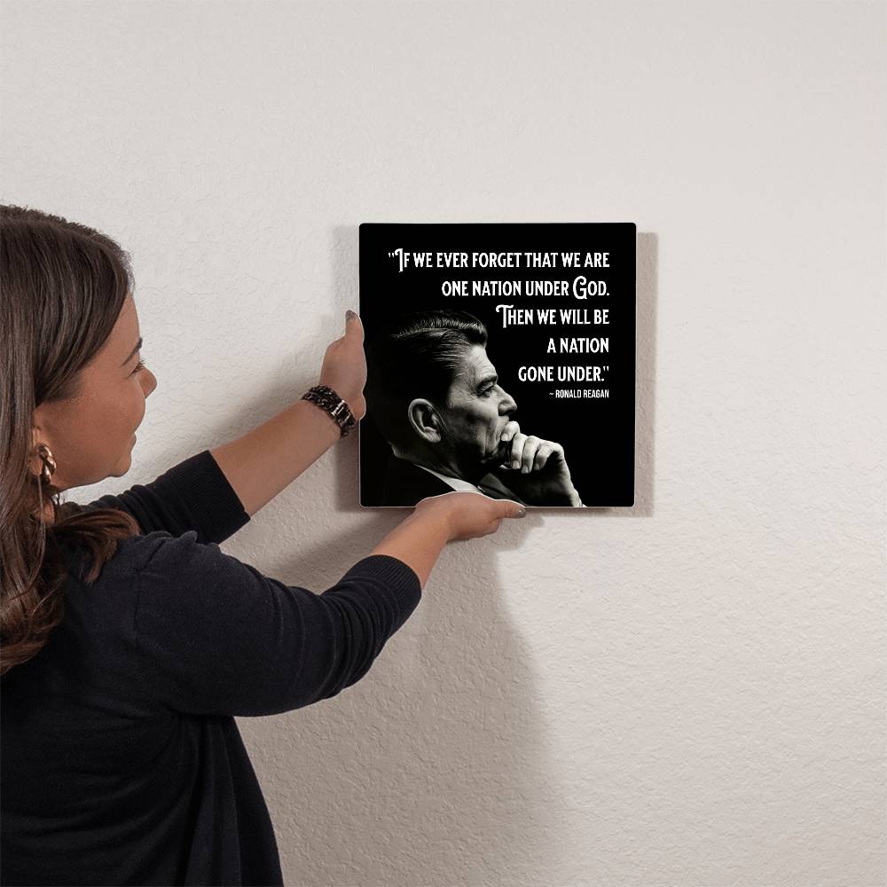 Limited Edition Historical Metal Wall Art: Ronald Reagan Addresses faith and country.