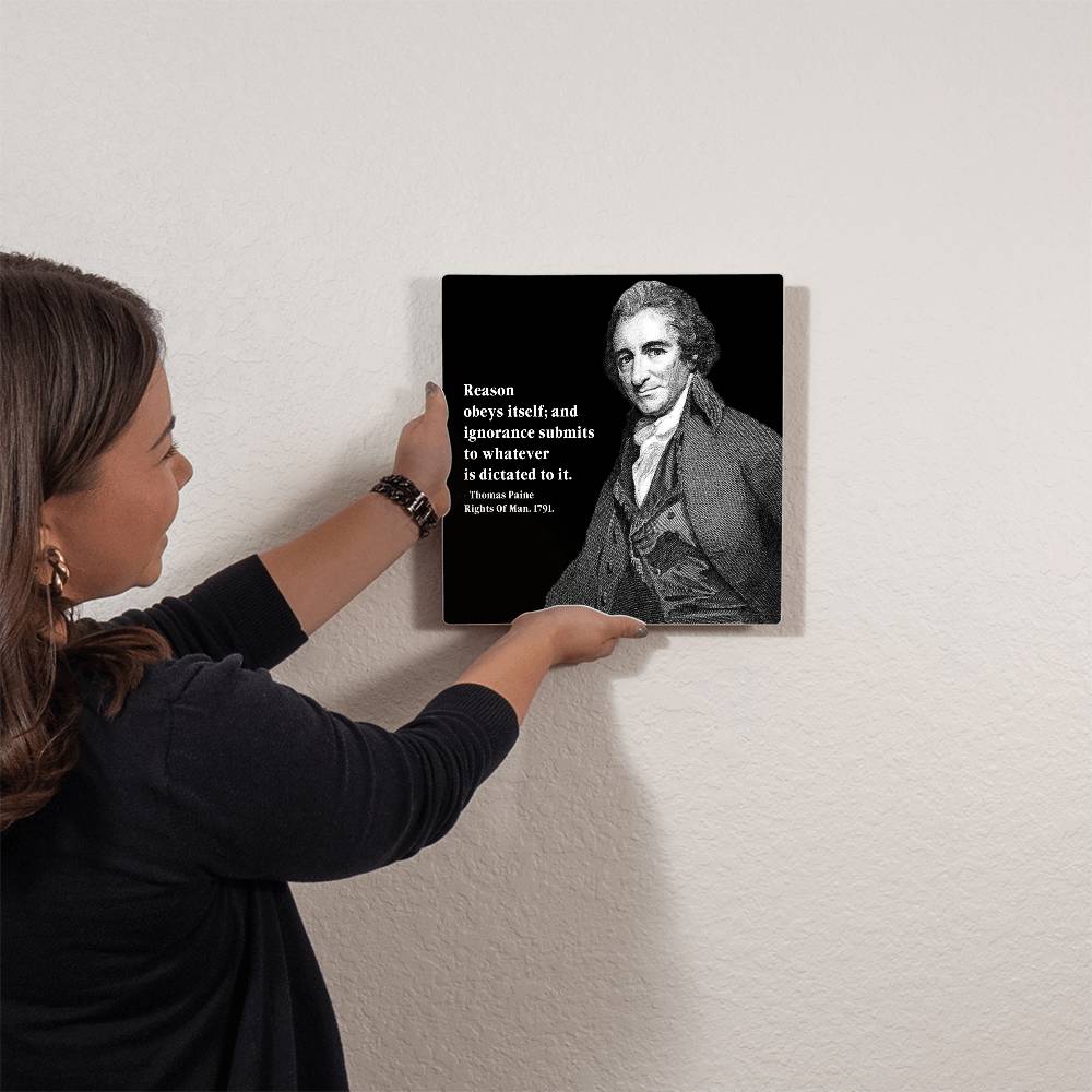 Custom-made Thomas Paine inspirational quote metal print ready to hang