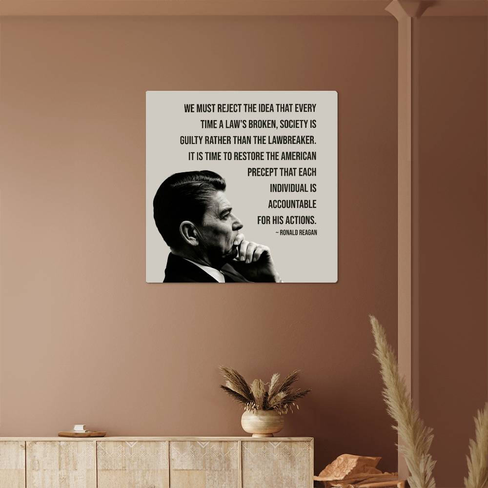 Detail of Ronald Reagan's speech in metal artwork