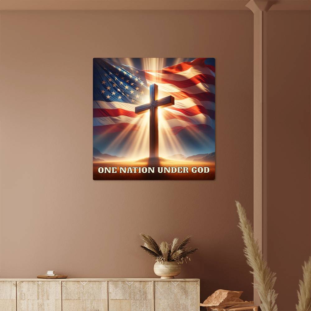 Exclusive 50% Off: One Nation Under God Metal Art Print - Embrace America's Legacy