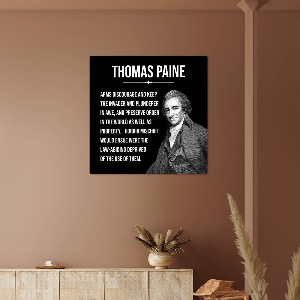 Limited Edition Historical Metal Wall Art: Founding Father Thomas Paine Addresses Personal Arms.