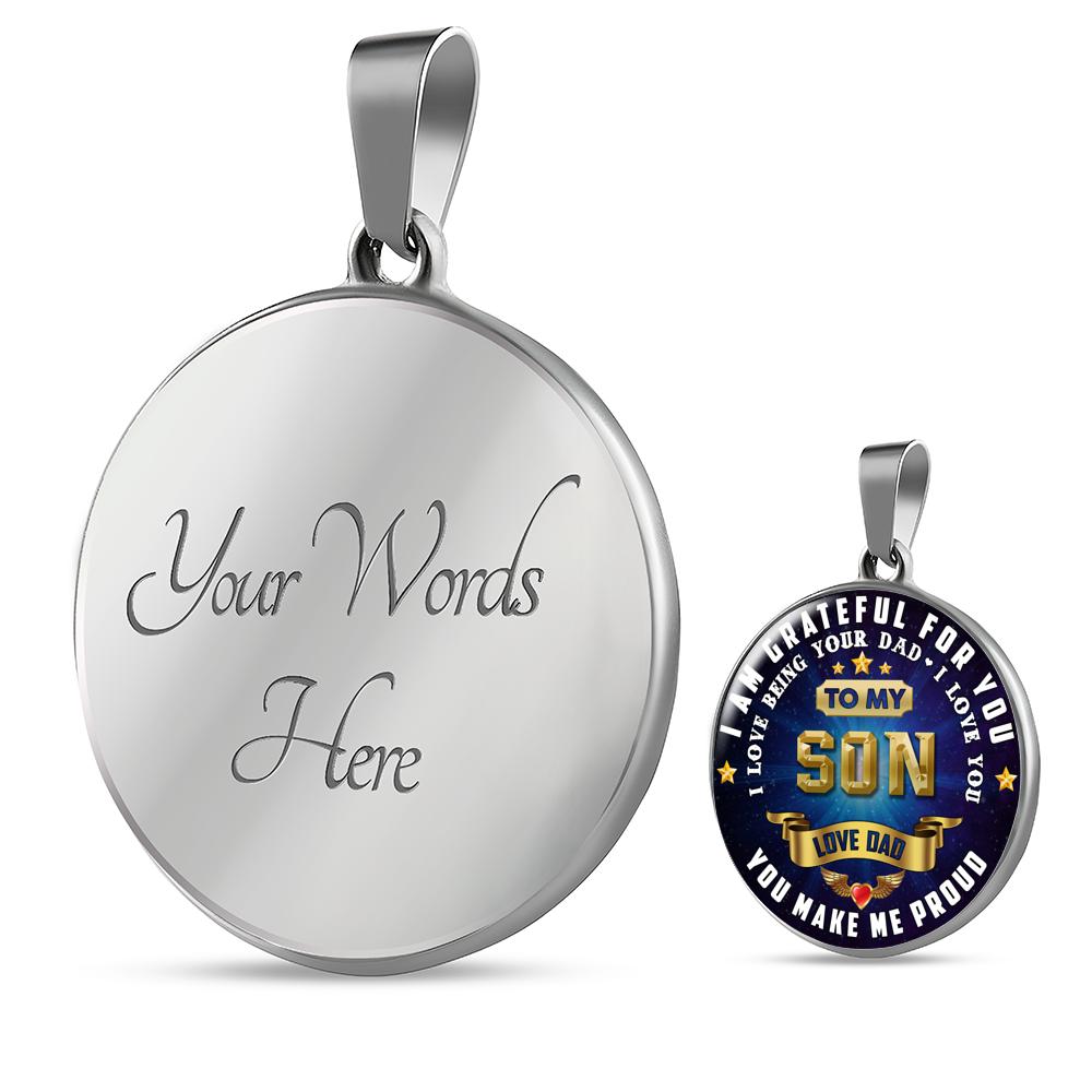Heartfelt Message from Dad Engraved on Son's Necklace