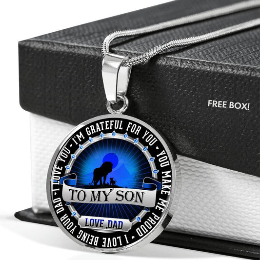 To My Son Pendant Necklace - Grateful and Proud - Gift from Dad