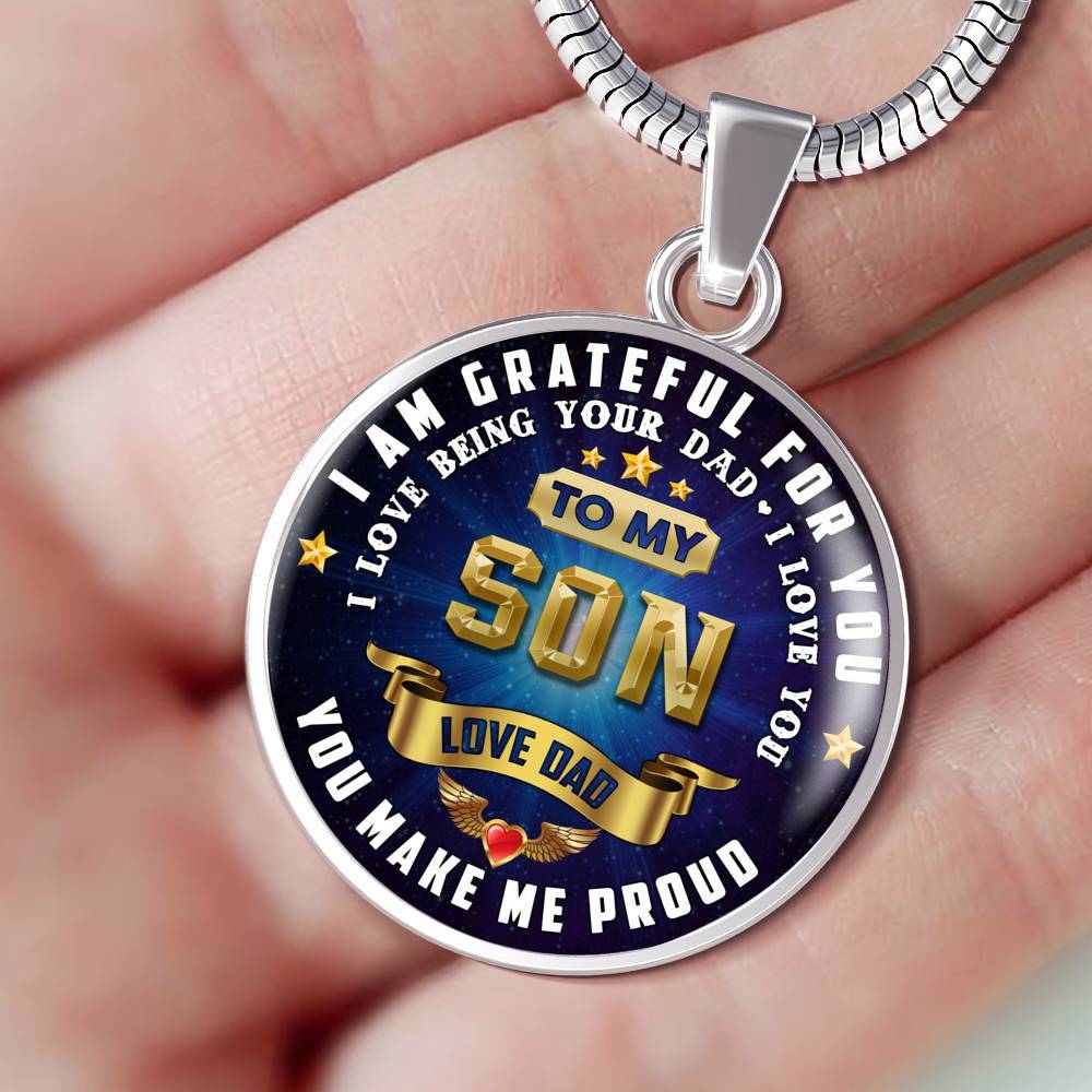 Dad to Son Love Necklace with Engraved Message