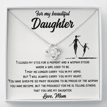 Elegant Love Knot Necklace for Daughters with 14k White Gold Finish