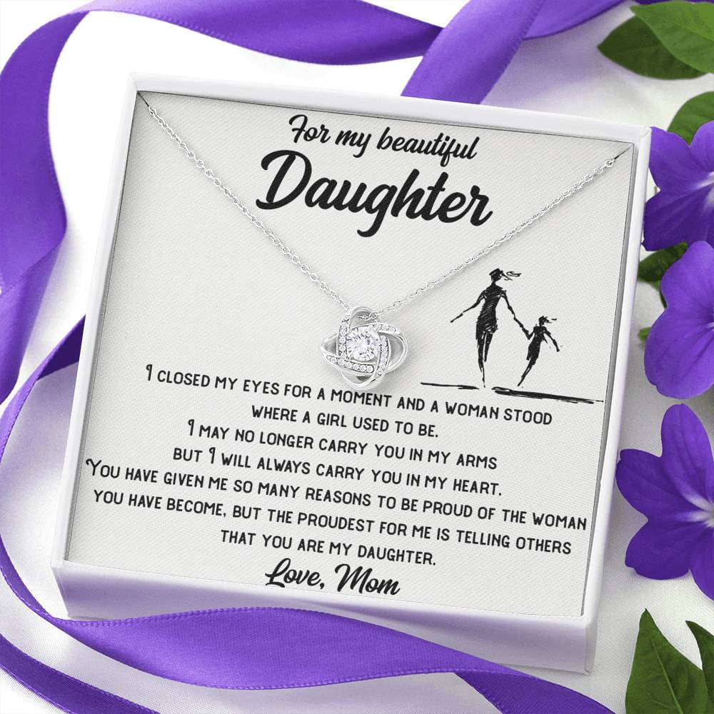 Gift Box Option for Love Knot Daughter Necklace from Mom
