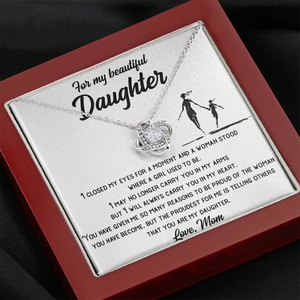 Gift Box Option for Love Knot Daughter Necklace from Mom