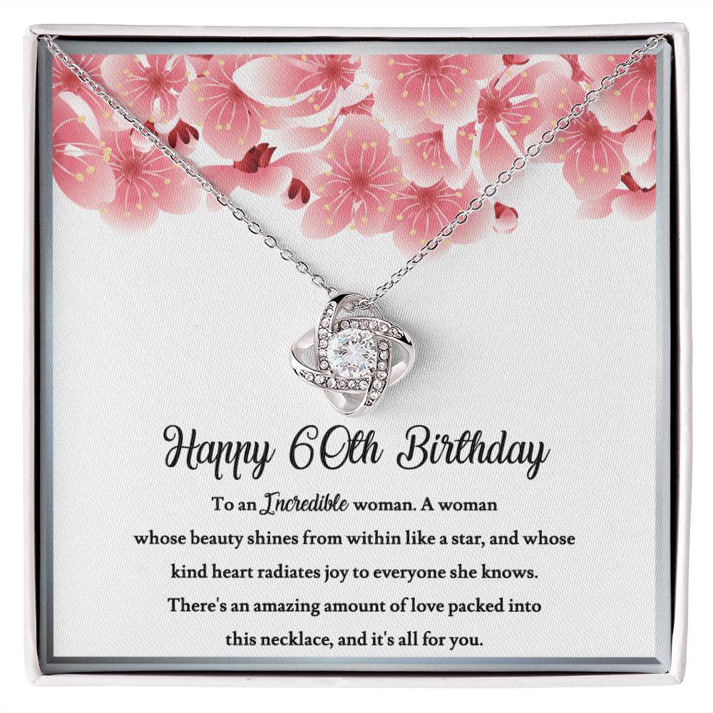 Happy 60th Birthday Jewelry Gift , For a Woman Turning 60, Necklace With Meaningful Message Card & Gift Box For Wife, Sister, Friend, J79 - family2love
