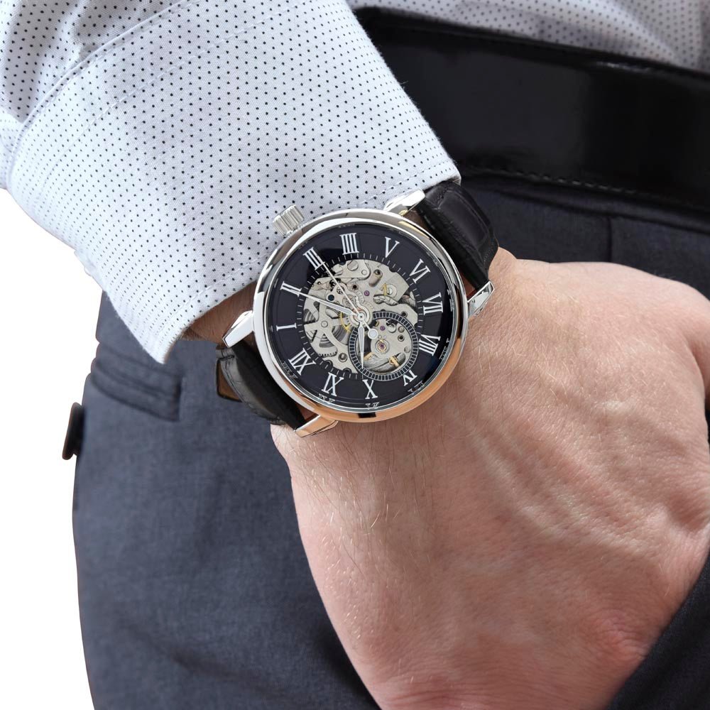 Close-up of the intricate watch face design - ideal for birthdays.