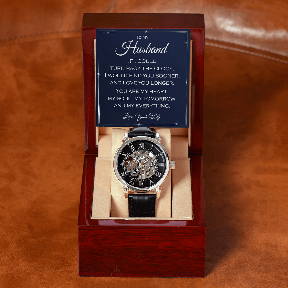 Romantic husband watch with a heartfelt message.
