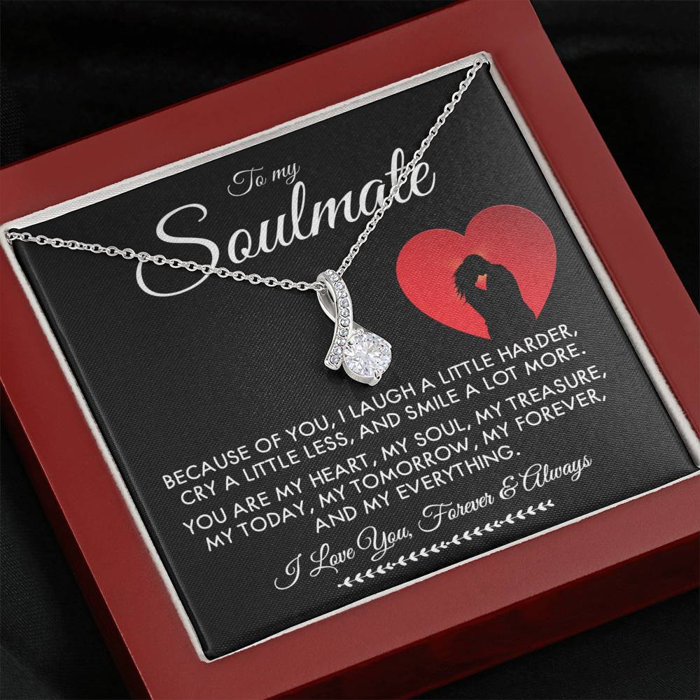 Elegant soulmate necklace in a luxury gift box ready for gifting