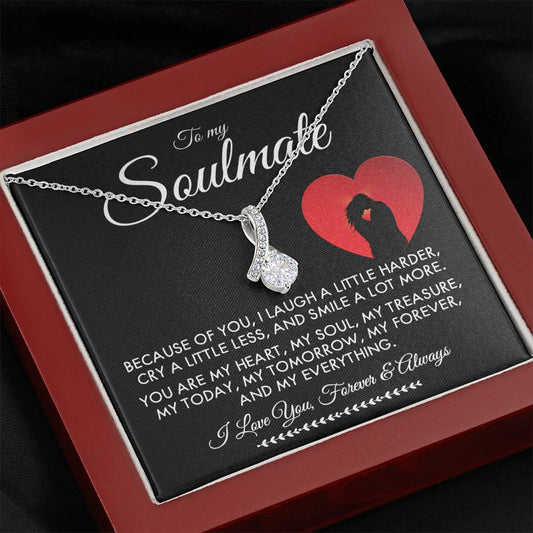 Elegant soulmate necklace in a luxury gift box ready for gifting