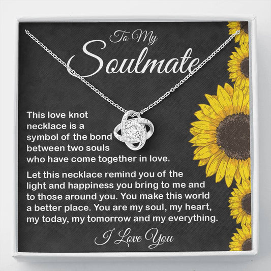 Elegant necklace gift for wife or girlfriend with heartfelt soulmate message.